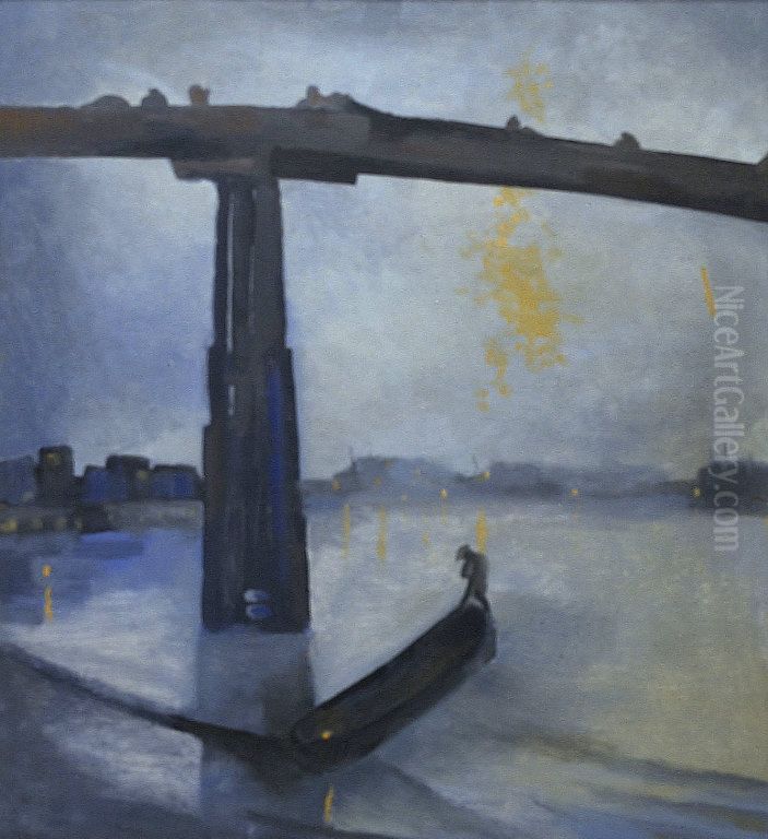 Chelsea Oil Painting by James McNeill Whistler