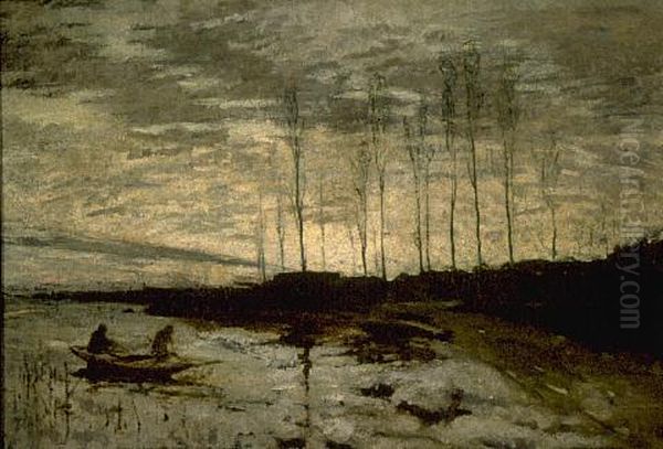 Canal Landscape Oil Painting by Petrus van der Velden