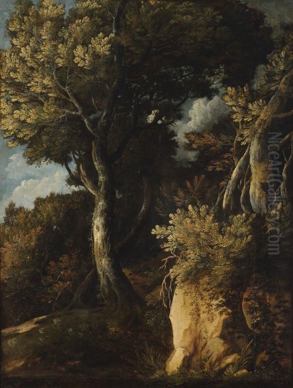 Trees and Rocks Oil Painting by Gaspard Dughet