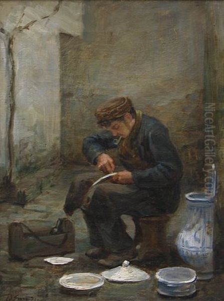 China Mender Oil Painting by Pierre Edouard Frere