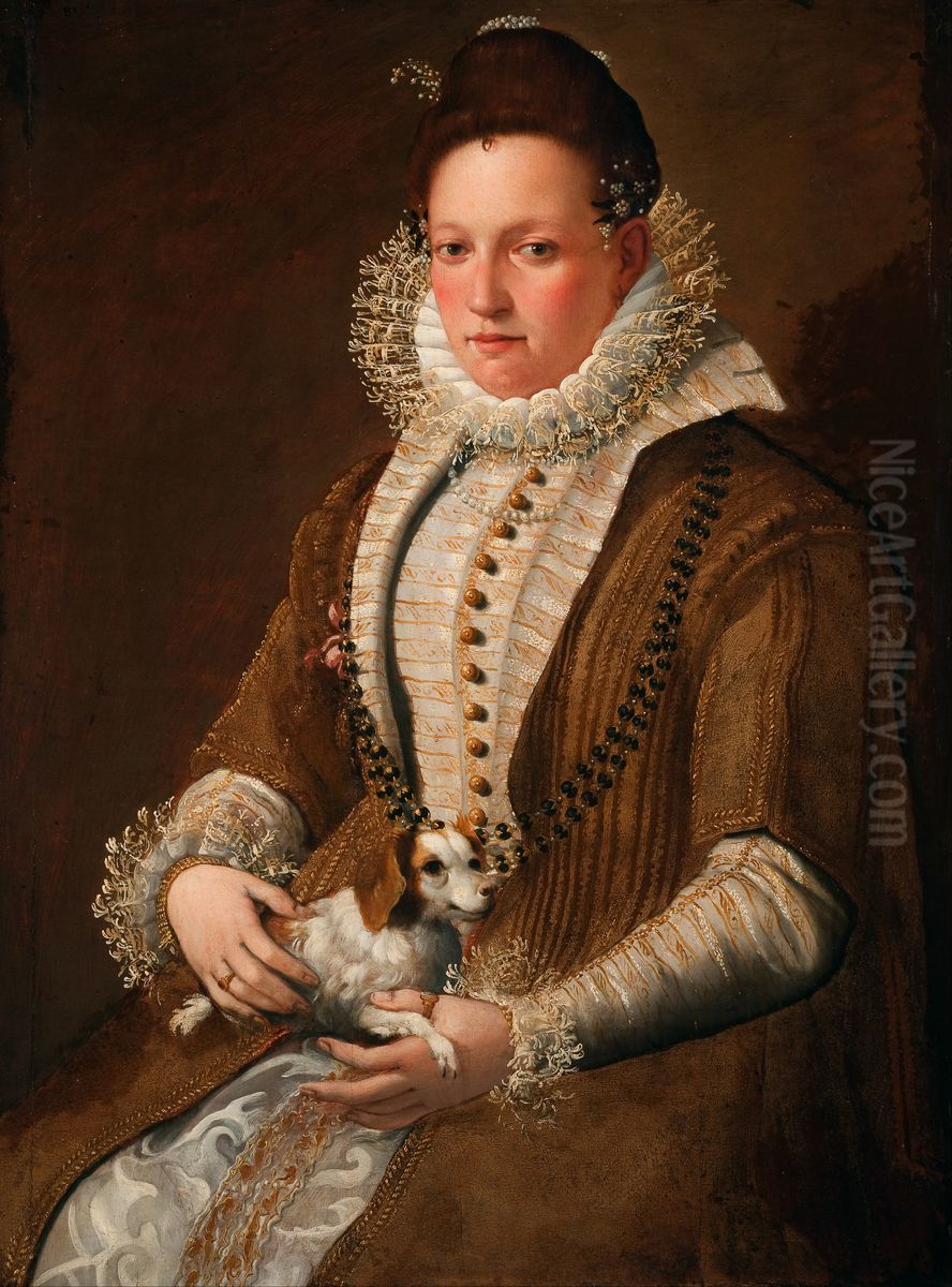 Portrait of a Lady with a Dog Oil Painting by Lavinia Fontana