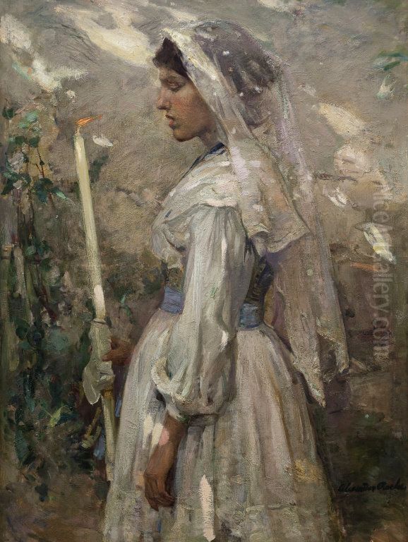 Figlia di Maria (One of the Procession) Oil Painting by Alexander Ignatius Roche