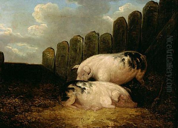 Pigs Oil Painting by George Morland