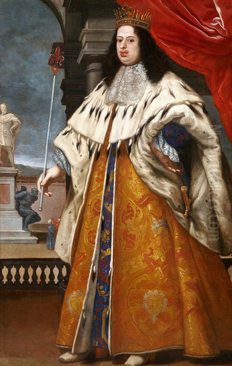 Portrait of Cosimo III de' Medici in grand ducal robes. Oil Painting by Baldassare Franceschini