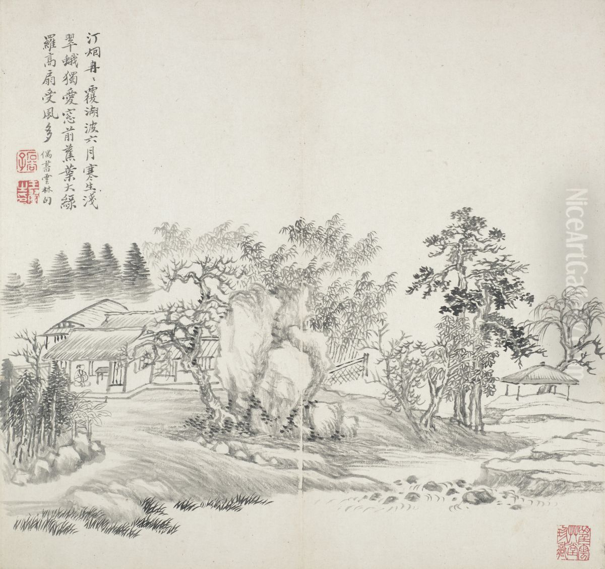 album after old masters and poems Oil Painting by Wang Hui