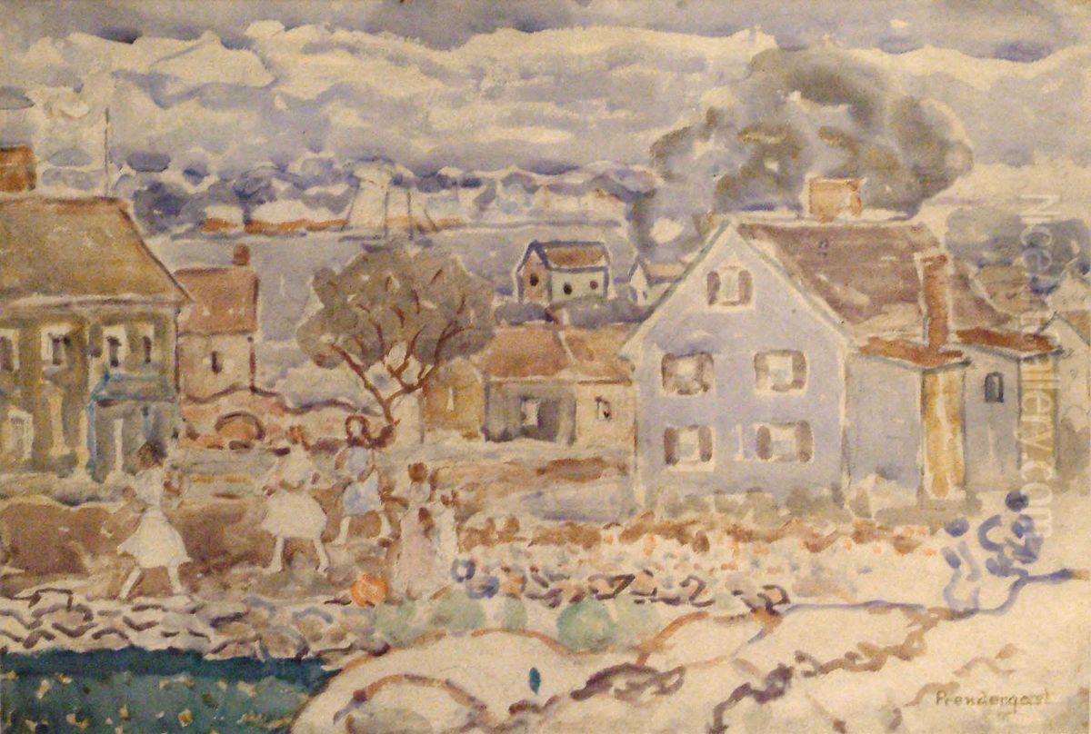 Glimpse of the Harbor, Gloucester Oil Painting by Maurice Prendergast