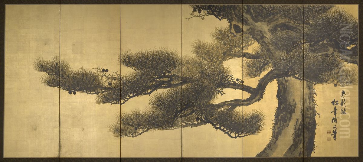 Aged Dragons Oil Painting by Suzuki Shonen