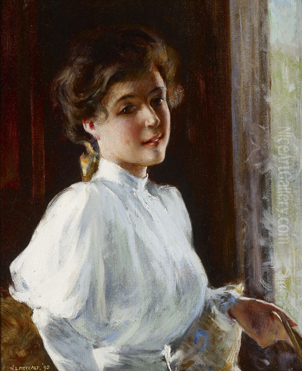 A Young Girl Oil Painting by Willard Metcalf