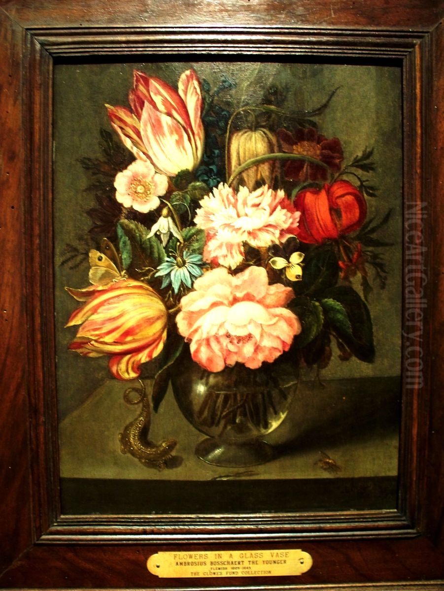 Flowers in a Glass Vase Oil Painting by Ambrosius Bosschaert II