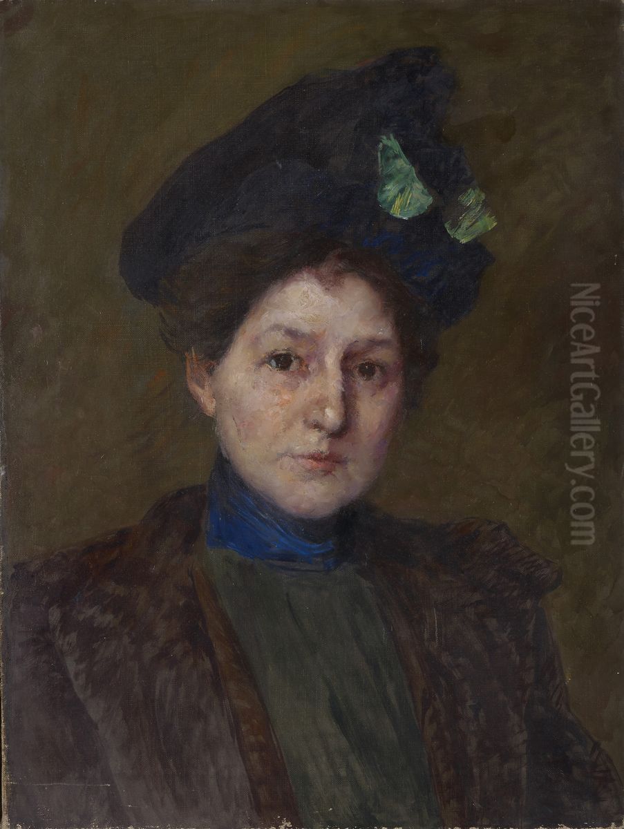 Portrait of Winifred Brady Oil Painting by J. Ottis Adams