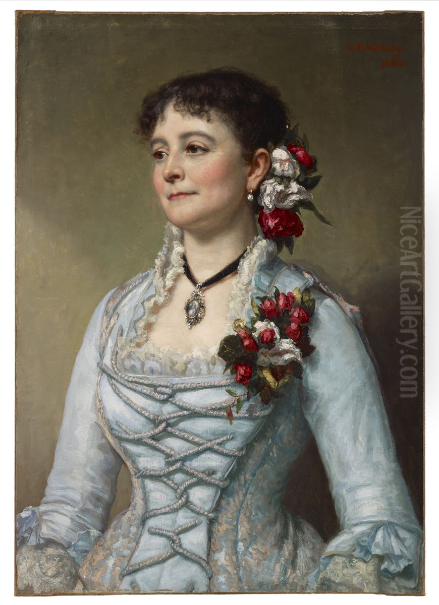 Portrait of Mrs. Richard T. Crane (Mary Josephine Prentice) Oil Painting by George Peter Alexander Healy