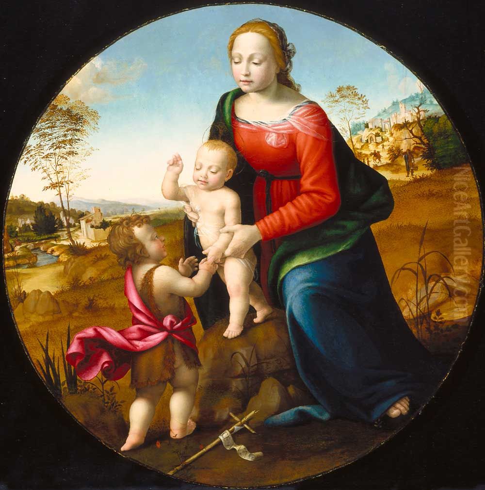 Madonna and Child with the Infant Saint John the Baptist Oil Painting by Giuliano Bugiardini