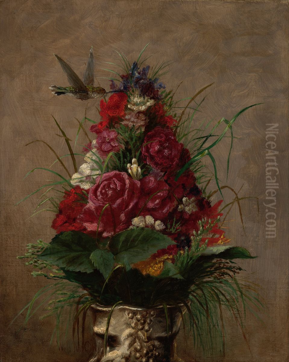 Still Life with Hummingbird Oil Painting by William Merritt Chase