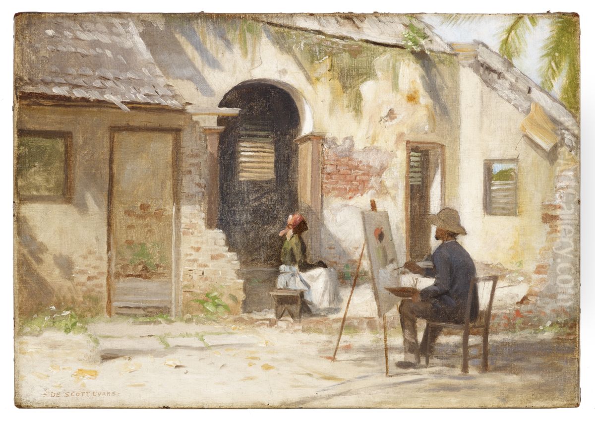 Scene on the Island of Jamaica Oil Painting by De Scott Evans