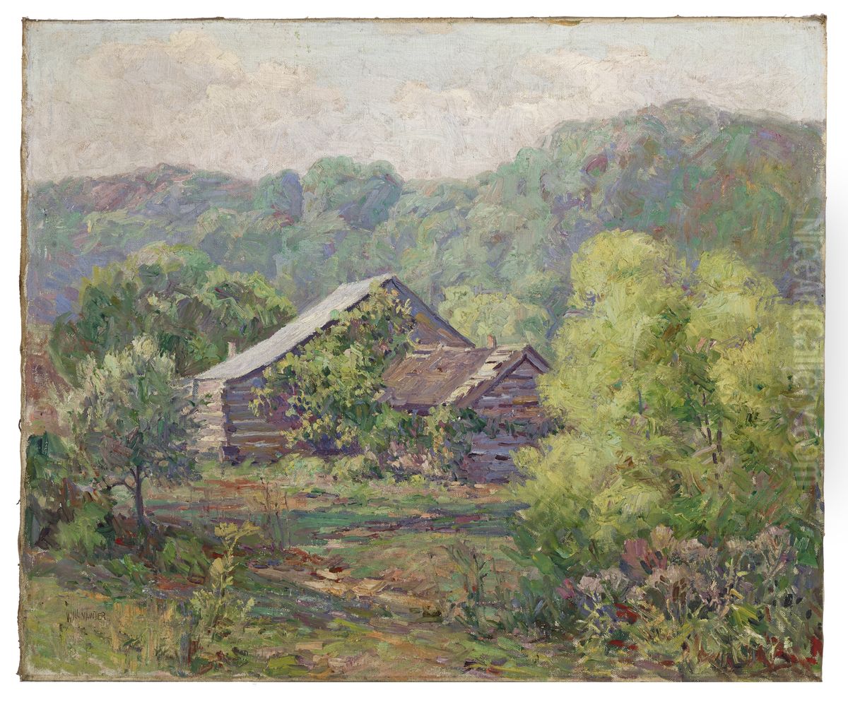 Barnes Cabin on Owl Creek, Brown County Oil Painting by Will Vawter