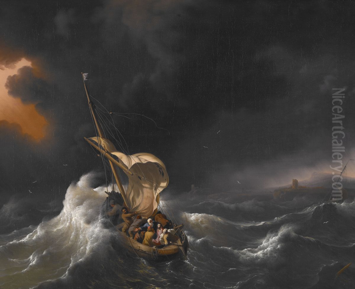 Christ in the Storm on the Sea of Galilee Oil Painting by Ludolf Bakhuizen