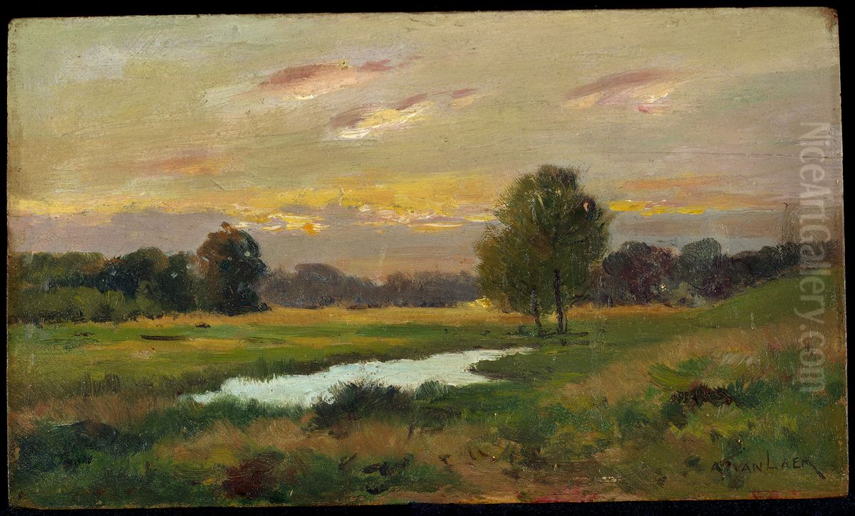 On The Brandywine Oil Painting by Alexander Theobald Van Laer