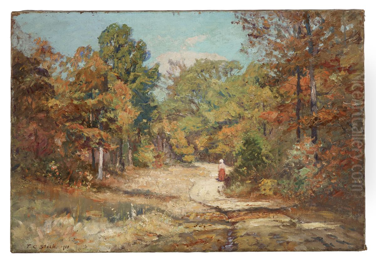 On the Road to Belmont Oil Painting by Theodore Clement Steele