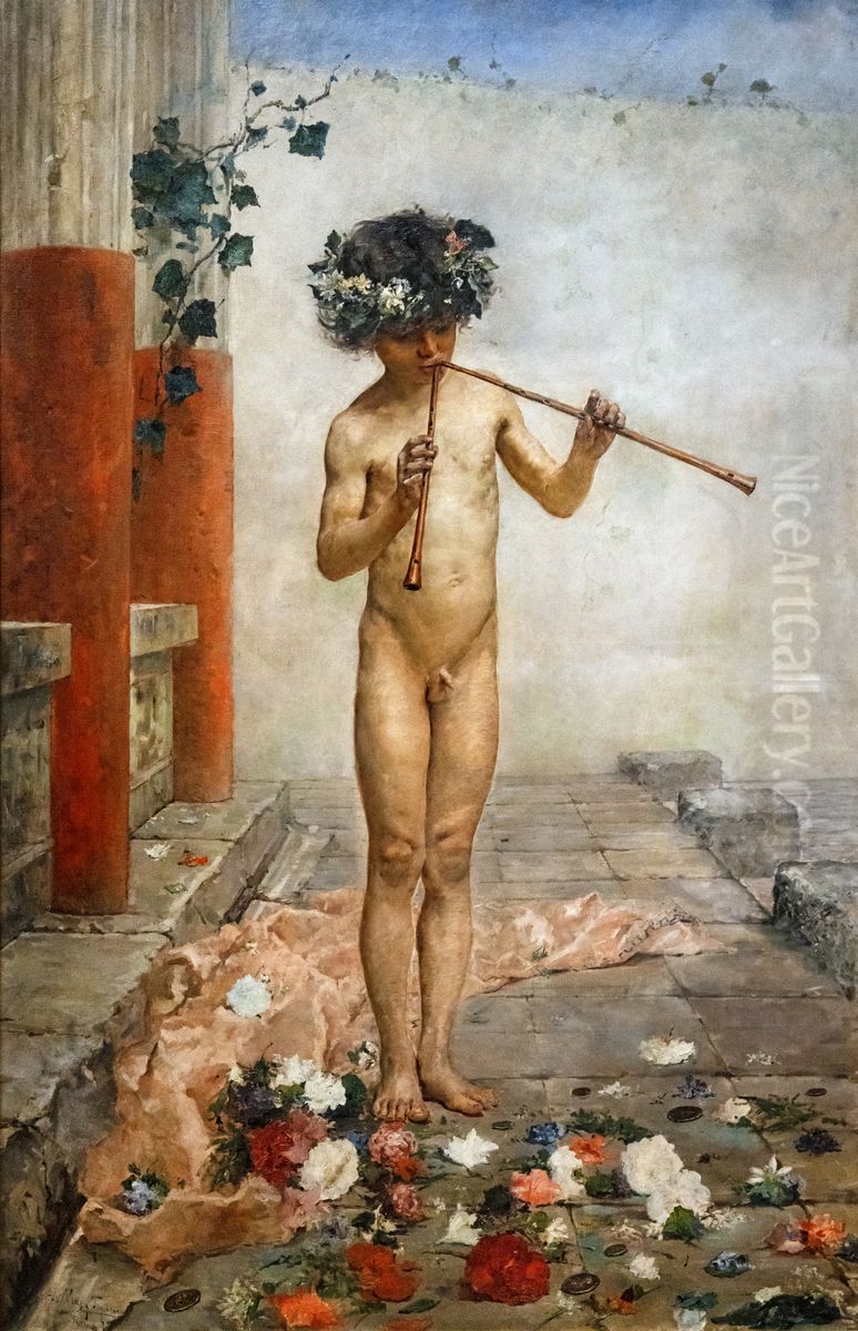 Pompeian Child Oil Painting by Arcadi Mas i Fontdevila