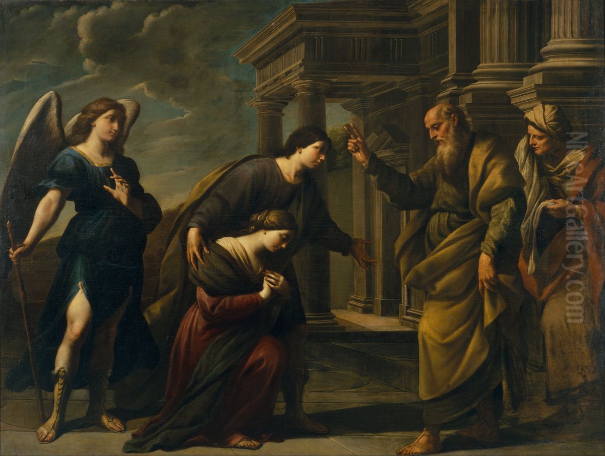 Raguel's Blessing of her Daughter Sarah before Leaving Ecbatana with Tobias Oil Painting by Andrea Vaccaro