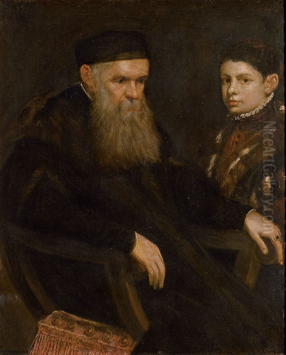 Old Man and a Boy Oil Painting by Jacopo Tintoretto