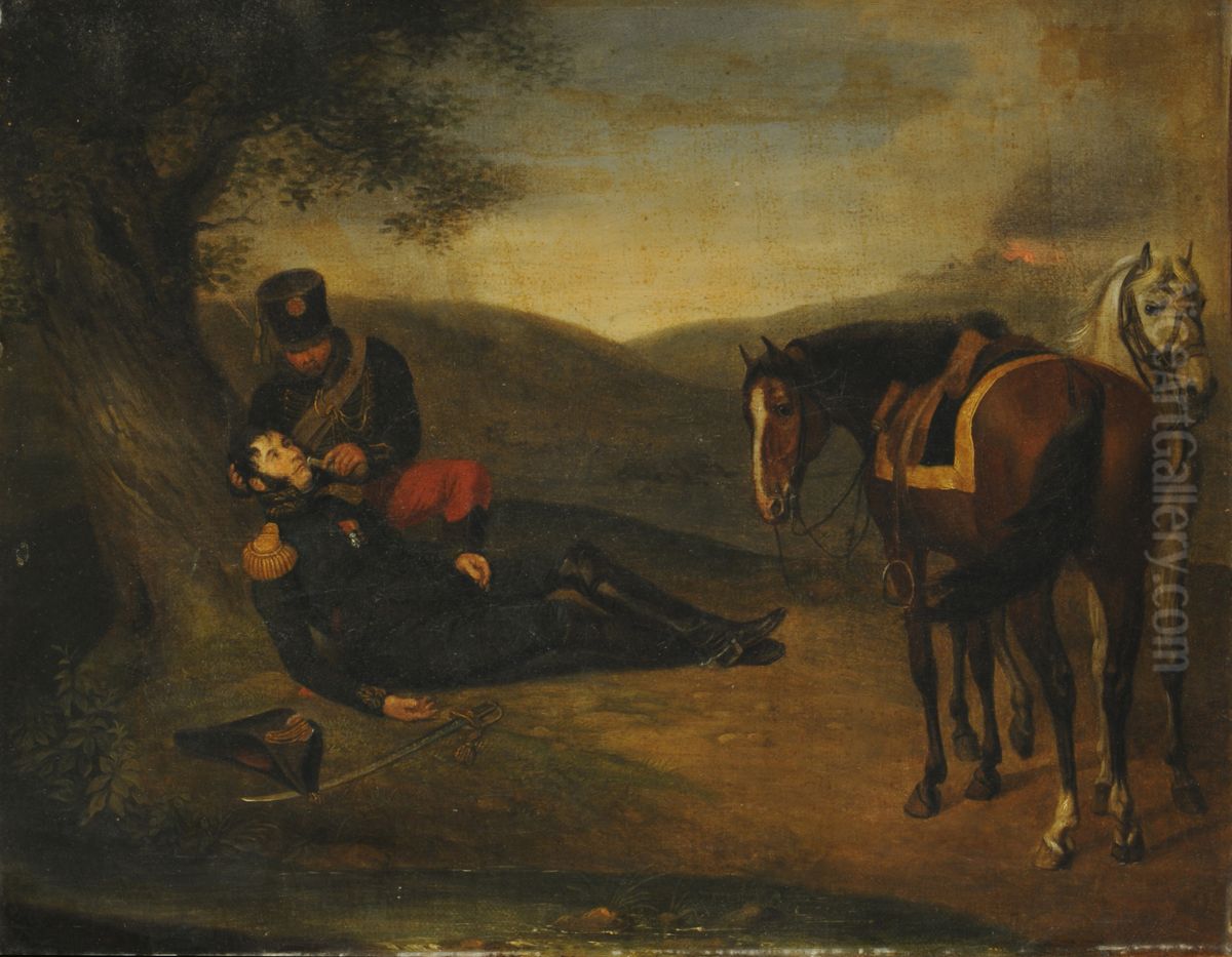 General herido. Oil Painting by Albrecht Adam