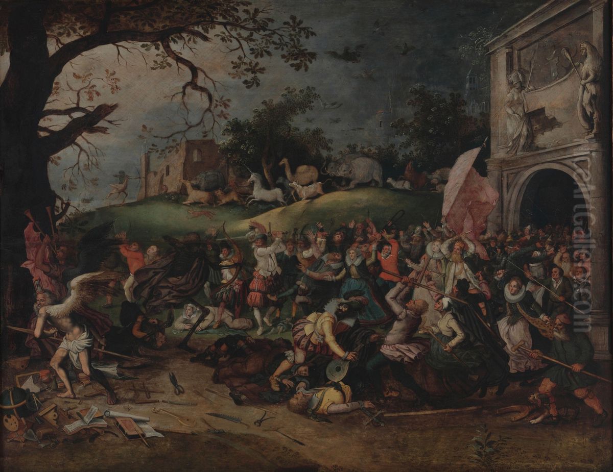 The fight against death and time Oil Painting by David Vinckboons I