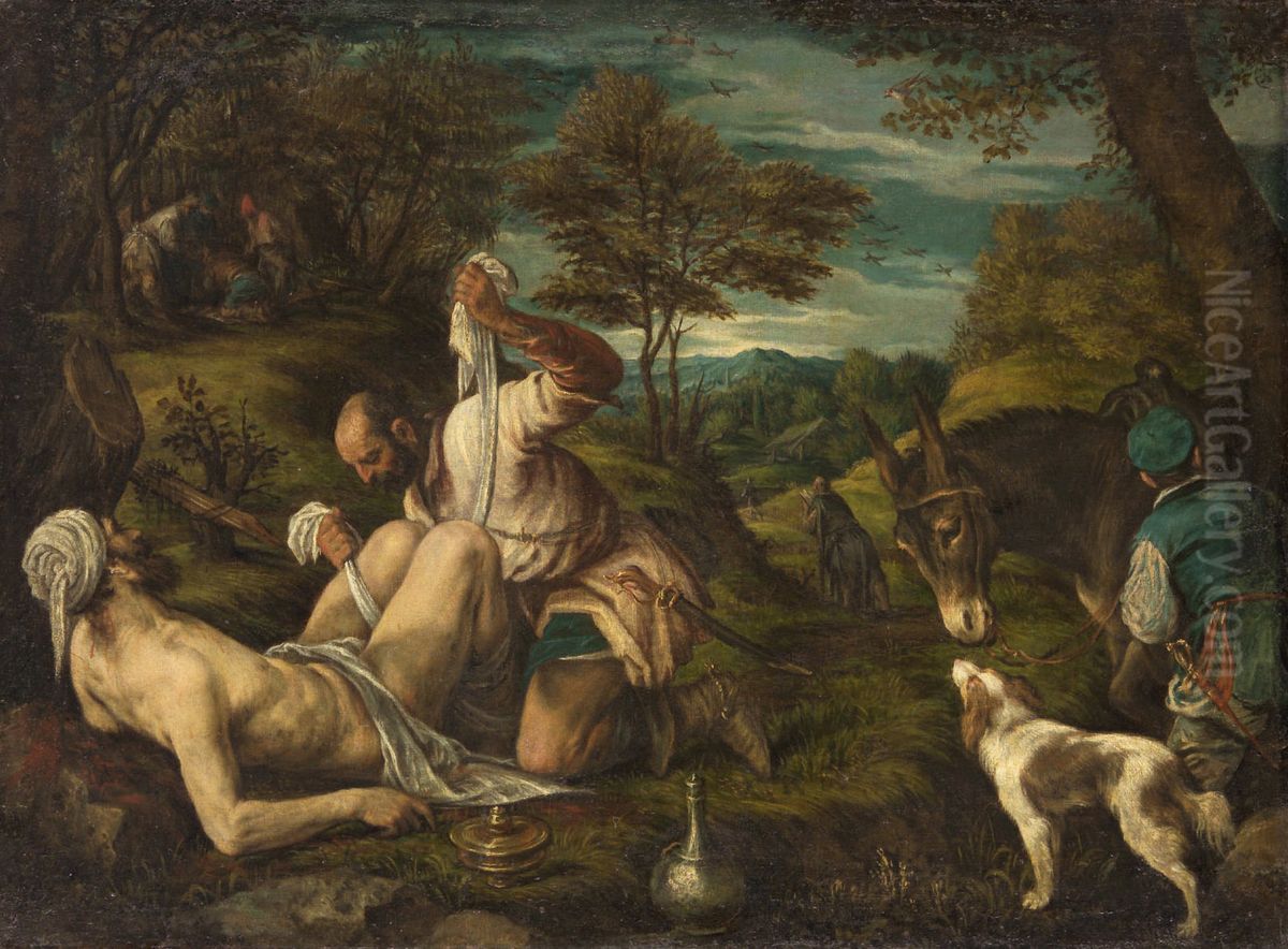 Gleichnis vom Barmherzigen Samariter Oil Painting by Francesco Bassano the Younger