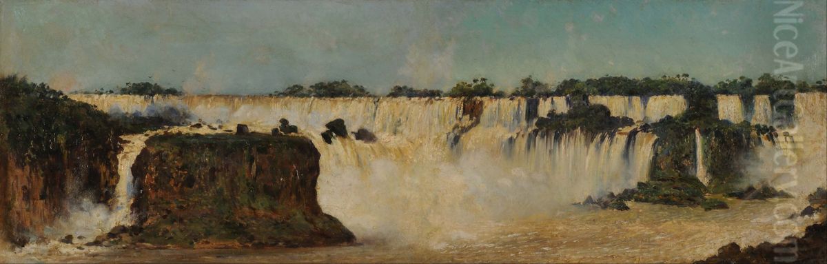 La cascada del Iguazu Oil Painting by Augusto Ballerini