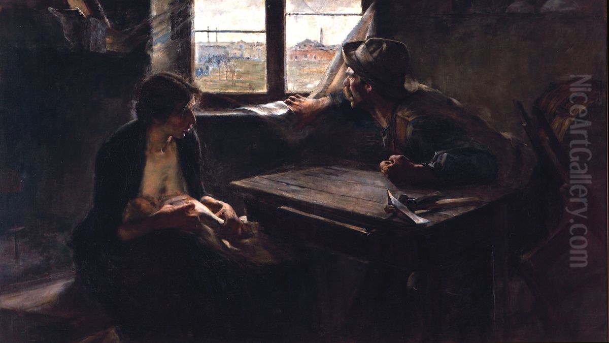 Geen brood, geen werk Oil Painting by Ernesto De La Carcova