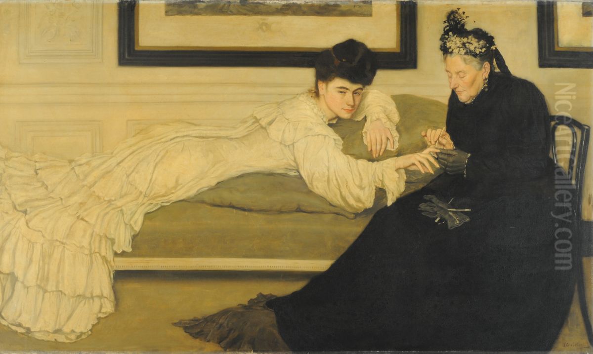 The manicure Oil Painting by Henry Caro-Delvaille