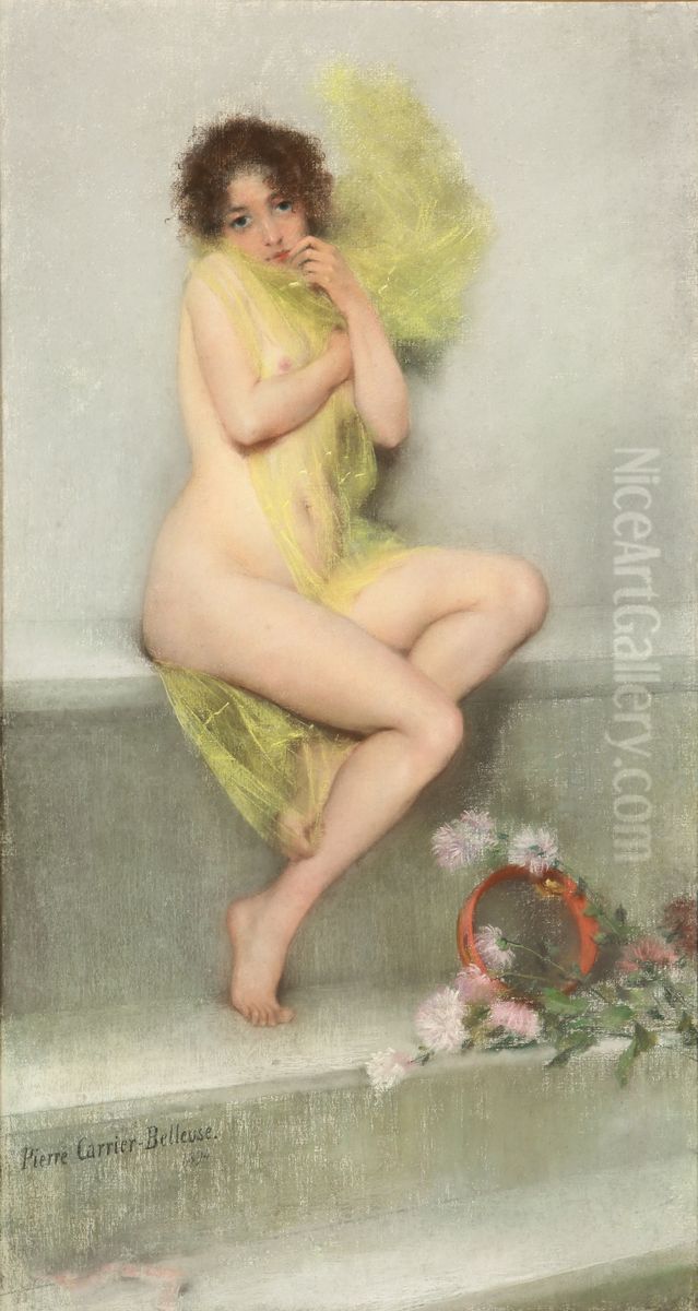 The chill Oil Painting by Pierre Carrier-Belleuse