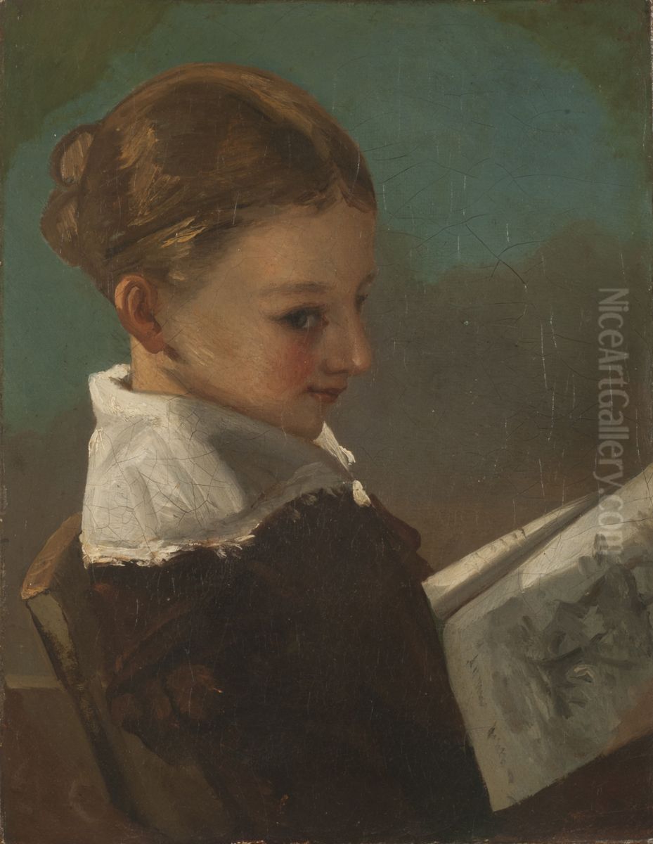 Juliette Courbet agee de dix ans Oil Painting by Gustave Courbet