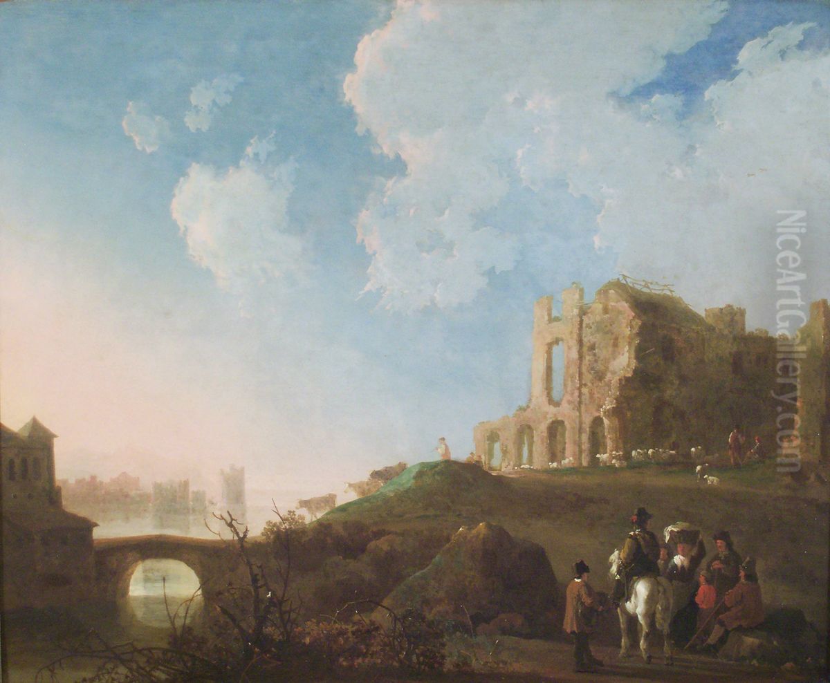 Landscape with the ruins of Rijnsburg Abbey Oil Painting by Aelbert Cuyp