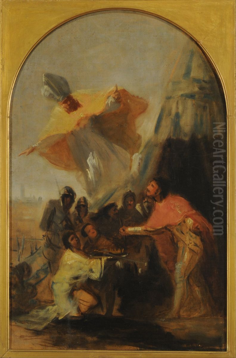 Aparicion de San Isidoro al Rey Fernando el Santo ante los muros de Sevilla Oil Painting by Francisco Goya Fuendetodos