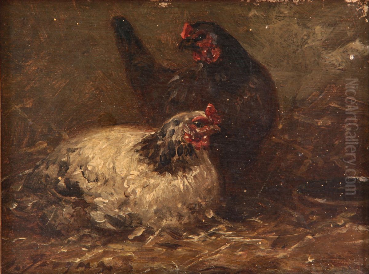 Gallinas Oil Painting by Charles Jacque