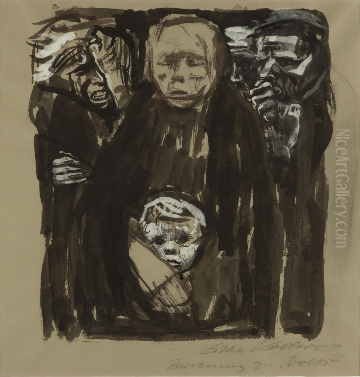 Zeichnung zu Volks Oil Painting by Kathe Kollwitz