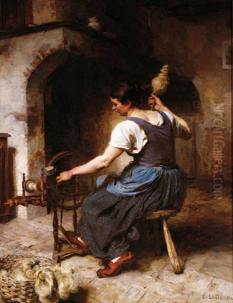 La Fileuse (La Hilandera) Oil Painting by Leon Augustin Lhermitte
