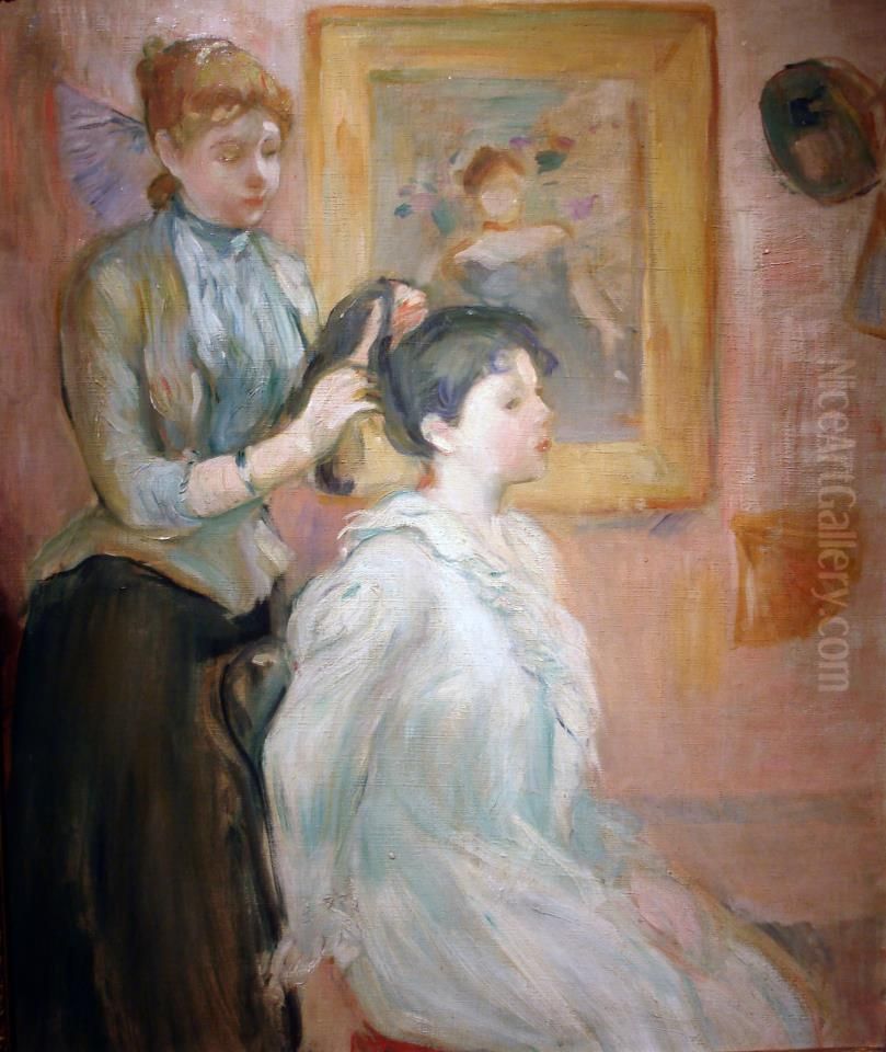 La Coiffure Oil Painting by Berthe Morisot