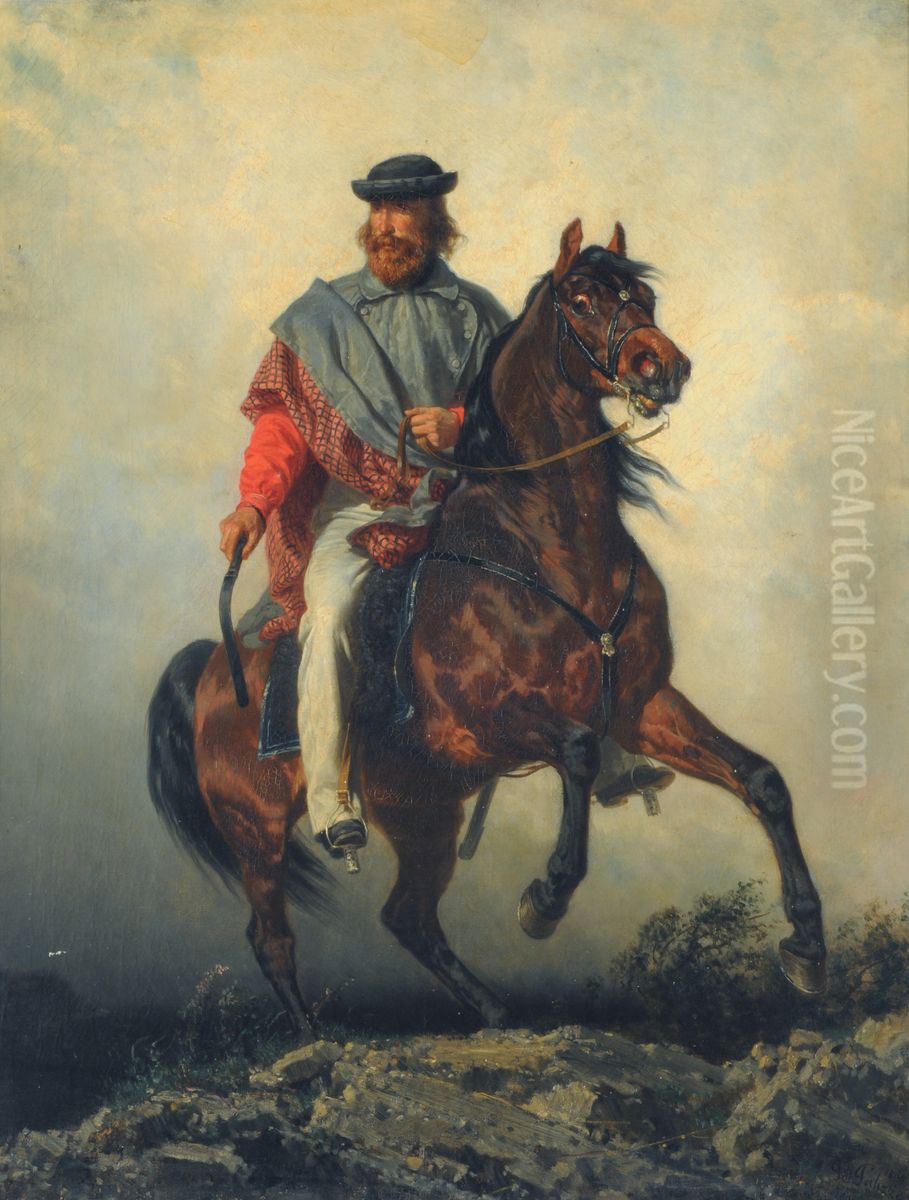 Garibaldi (Garibaldi a cavallo). Oil Painting by Filippo Palizzi