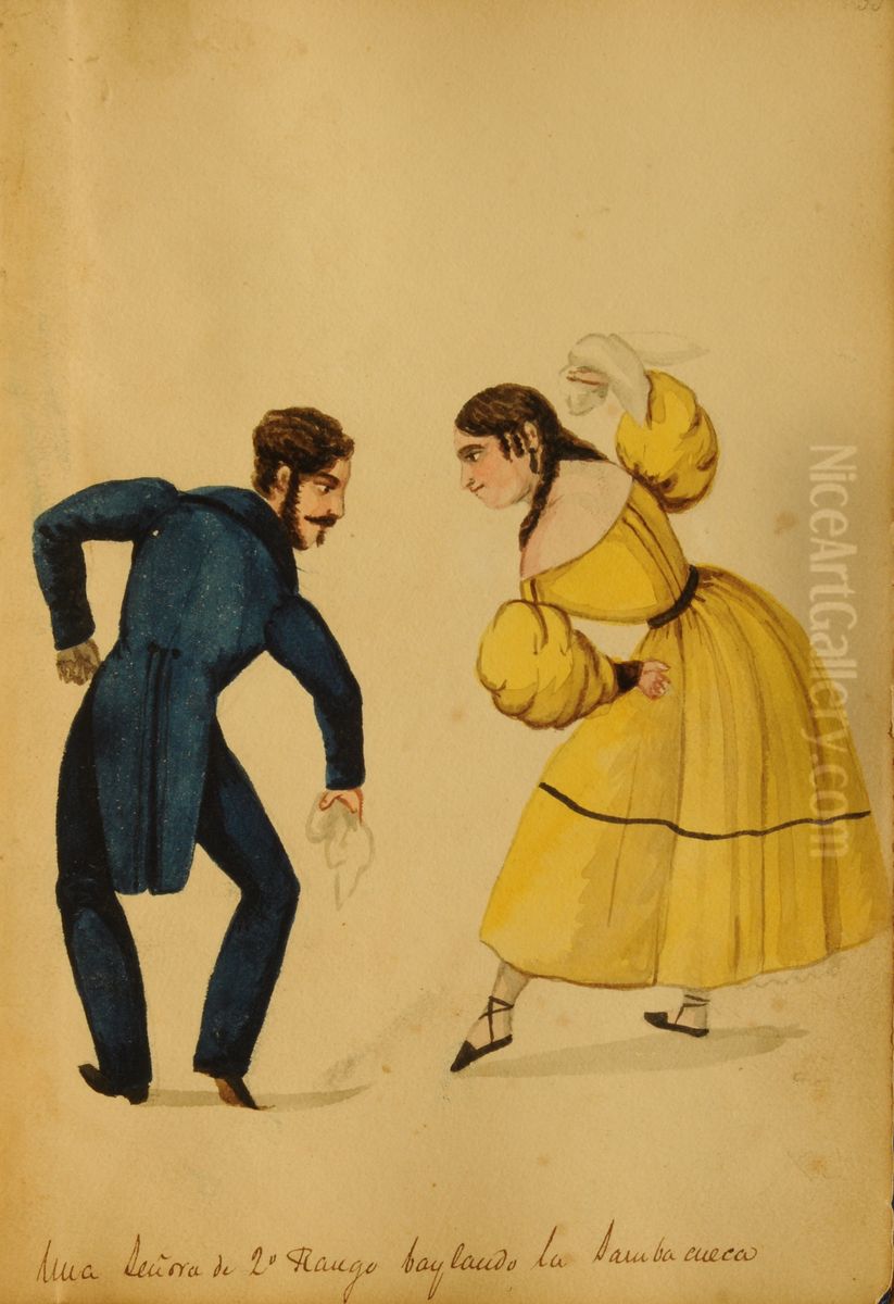 A lady of second rank dancing Oil Painting by Pancho Fierro