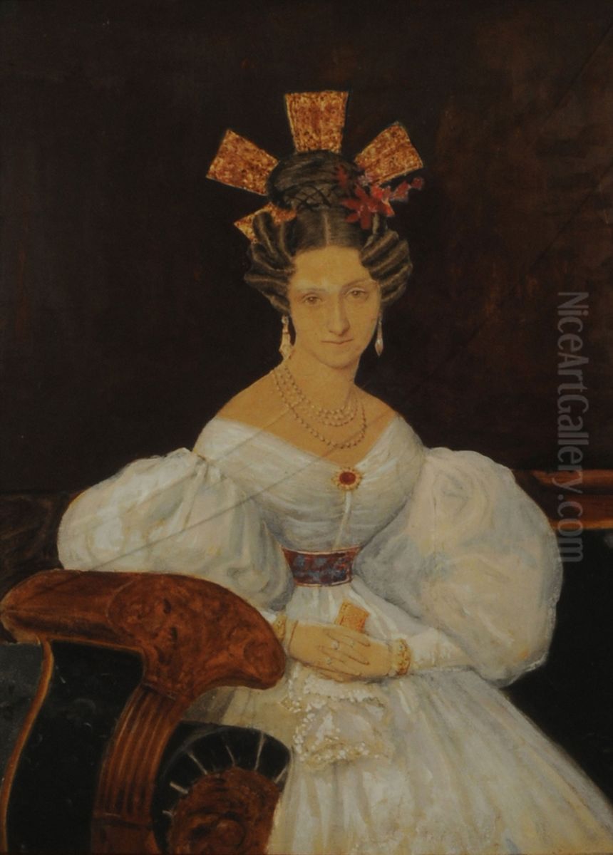 Mrs. Manuela Suarez Lastra de Garmendia Oil Painting by Charles Pellegrini