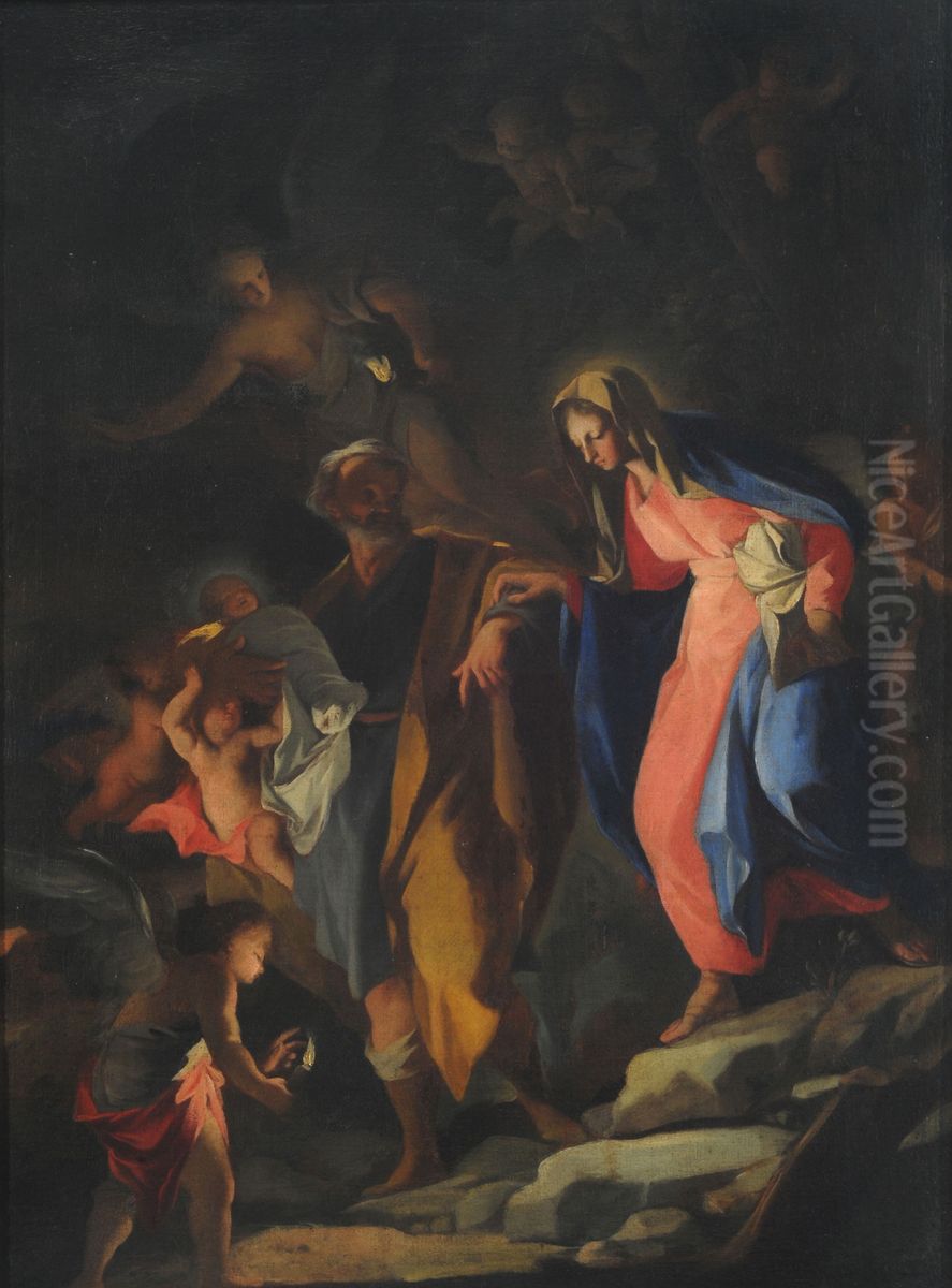 Flight into Egypt Oil Painting by Andrea Pozzo