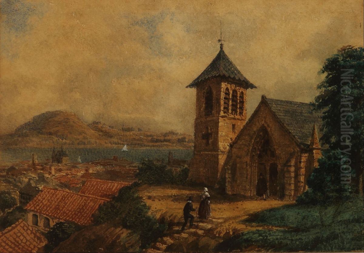 Paisaje (Aldea europea) Oil Painting by Prilidiano Pueyrredon