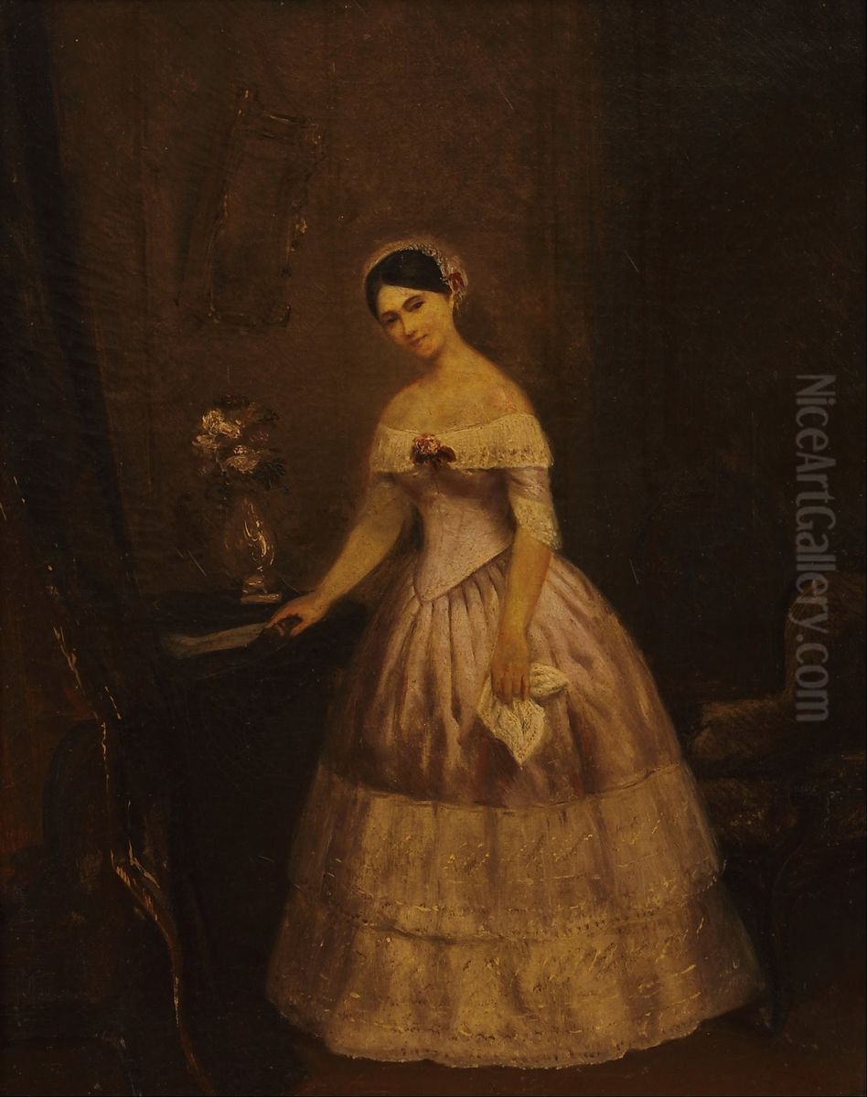 Retrato de Manuelita Rosas (estudio) Oil Painting by Prilidiano Pueyrredon