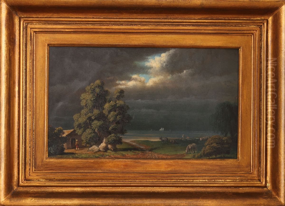 Costa del Rio de la Plata Oil Painting by Prilidiano Pueyrredon