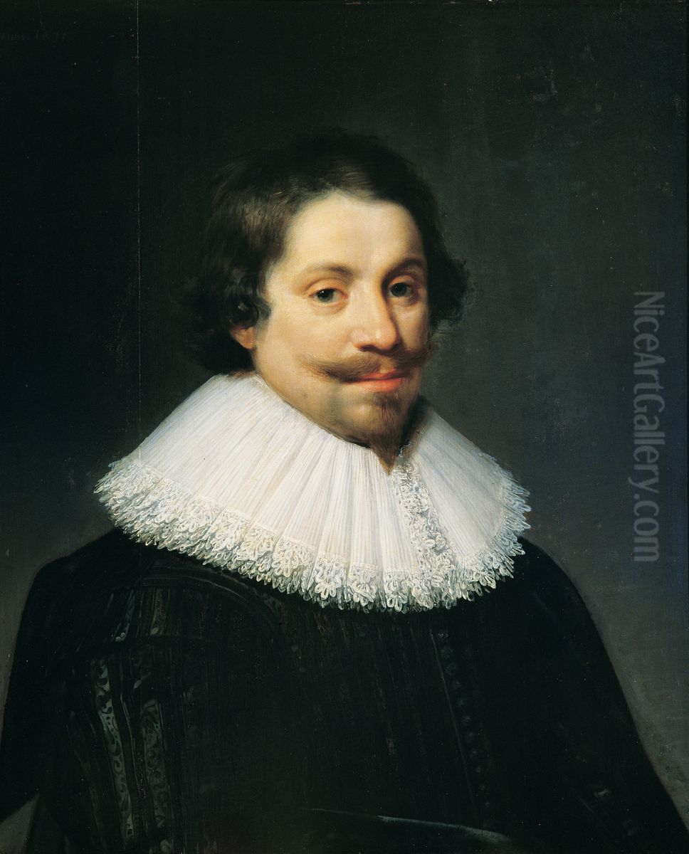 Portrait of a Man with a Ruff Oil Painting by Jan Van Ravesteyn