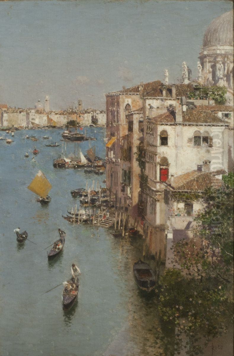 Santa Maria della Salute de Venecia (Canal Grande y la Iglesia de Santa Maria della Salute de Venecia) Oil Painting by Martin Rico