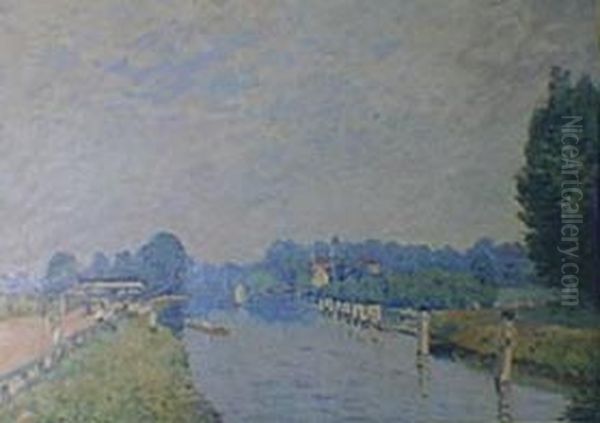 Bords de Riviere (La Tamise a Hampton Court, premiers jours d'octobre) Oil Painting by Alfred Sisley