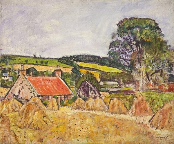 Stubble Field Oil Painting by George Leslie Hunter